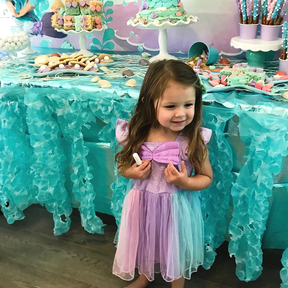 Mermaid Birthday Party Table and Mermaid Birthday Dress Outfit - Land of Lloyds