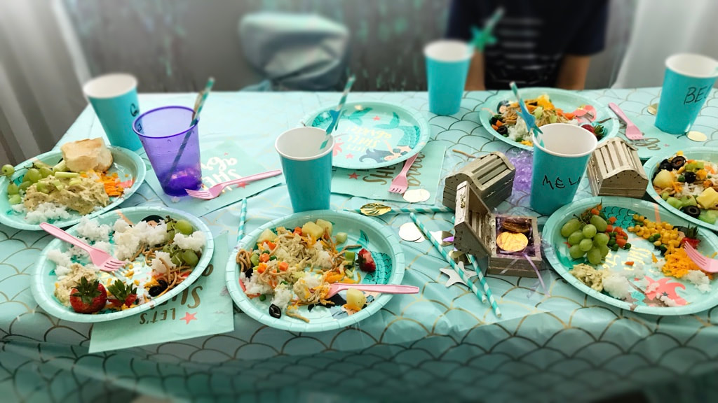 Mermaid 3rd Birthday Party Food and Kid Table by Ashley - Land of Lloyds 