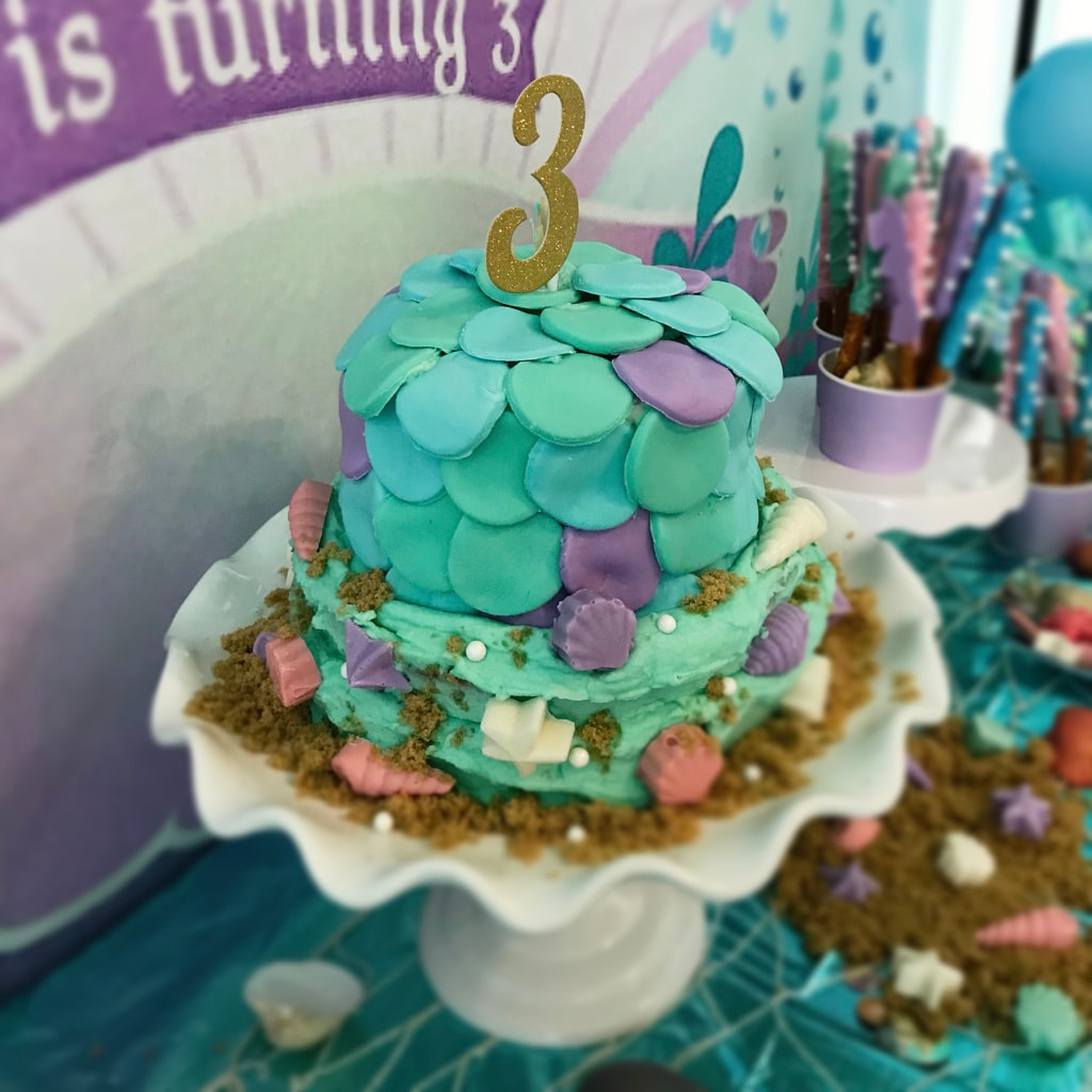 Mermaid 3rd Birthday Cake for Mermaid Party - Land of Lloyds